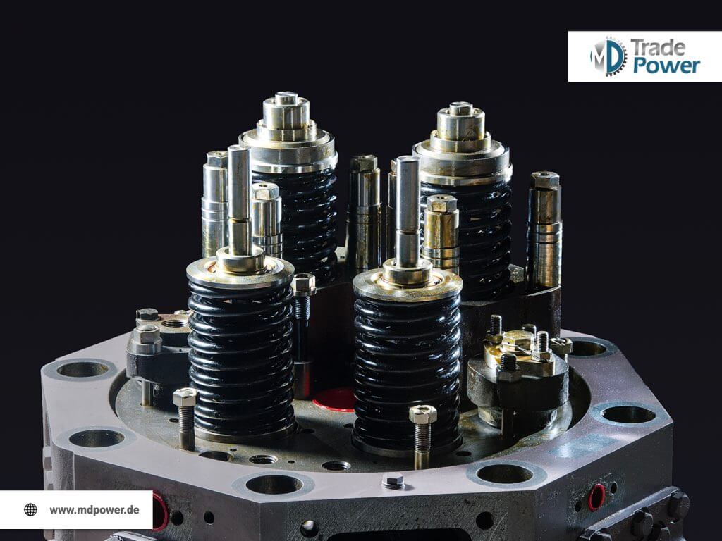 Cylinder head with accessories suitable for Pielstick engines. Reliable spare parts for large engines in power generation, components suitable for Pielstick, MAN 48/60 and MAN 51/60 engines. Pielstick PC2.2 spare parts. Pielstick PC2.5 spare parts. Pielstick PC2.6 spare parts