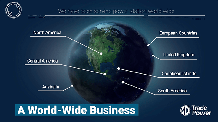 World wide business. Spareparts for power generation engines Pielstick, MAN 48/60 or MAN 51/60.