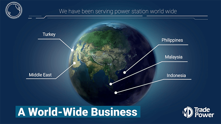 World wide business. Spareparts for power generation engines Pielstick, MAN 48/60 or MAN 51/60.